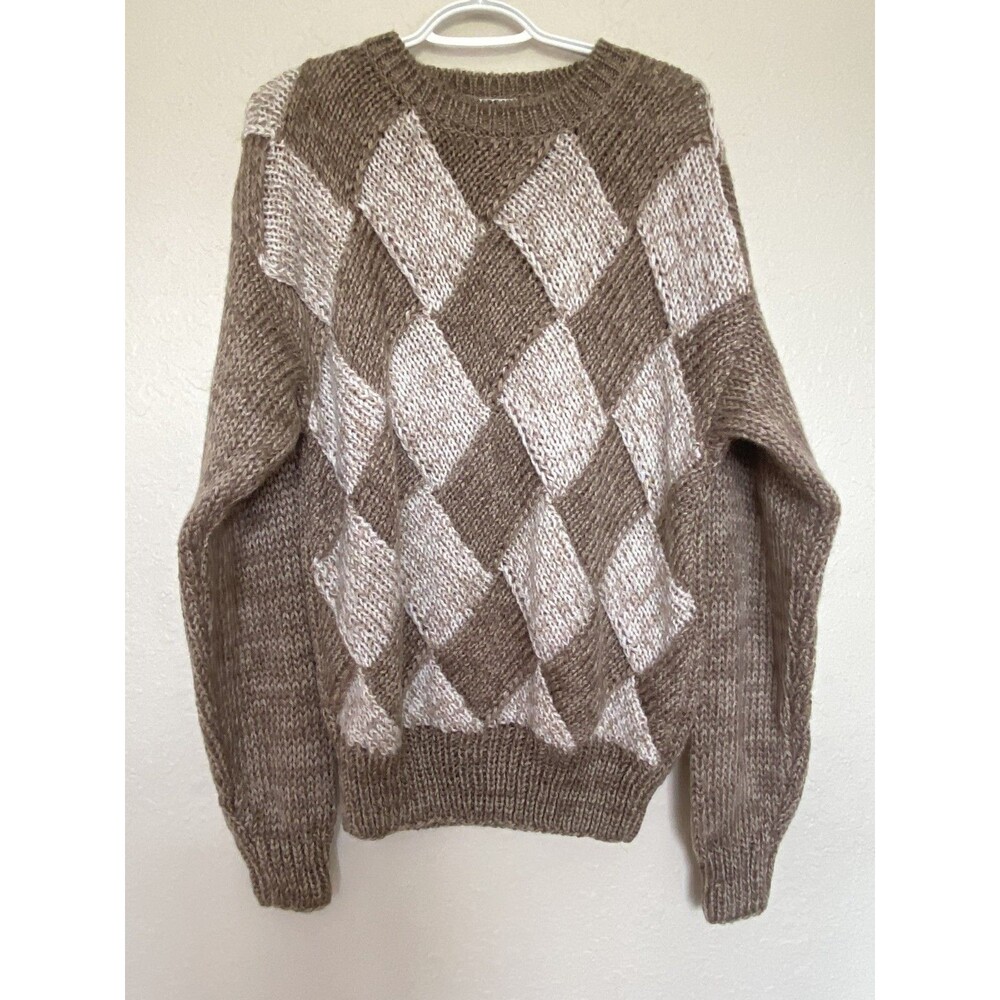 Vintage Forum Sweater Mens Large Arguile Geometrick Knit Crewneck  80s